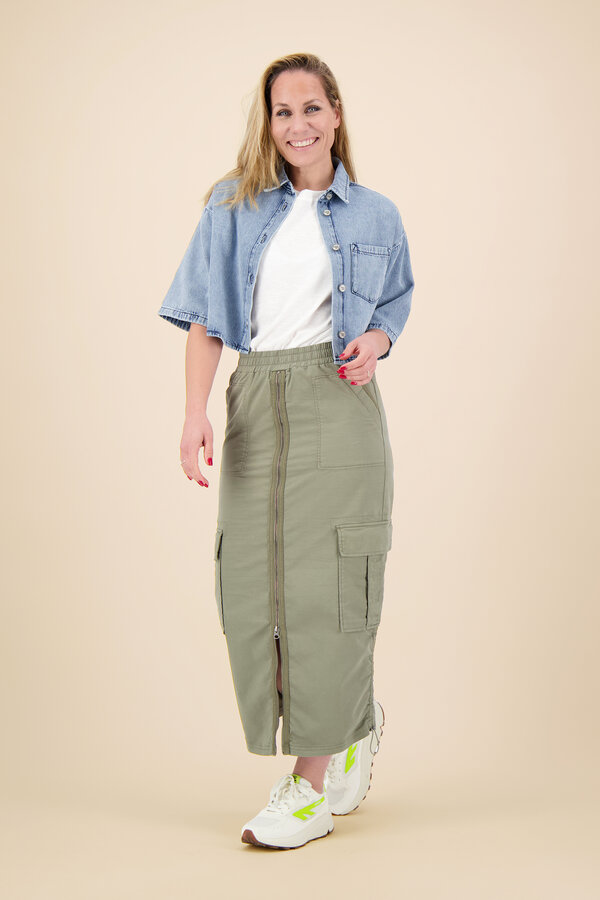 Anna Blue - Sandy Cargo Skirt - Olive Solid