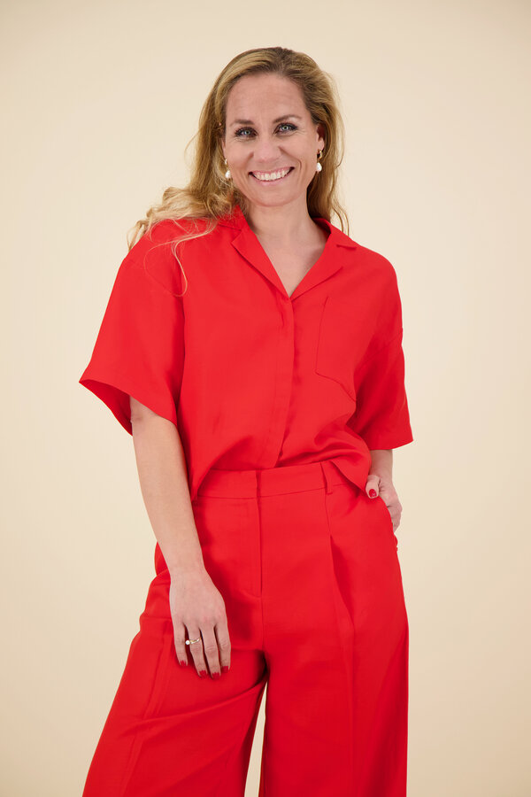 Selected Femme - Lyra Linnen Shirt - Flame Scarlet