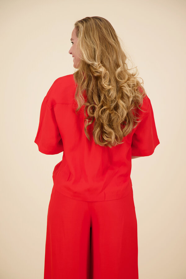 Selected Femme - Lyra Linnen Shirt - Flame Scarlet