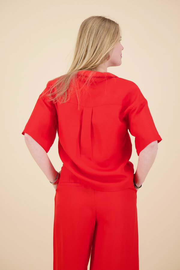 Selected Femme - Lyra Linnen Shirt - Flame Scarlet