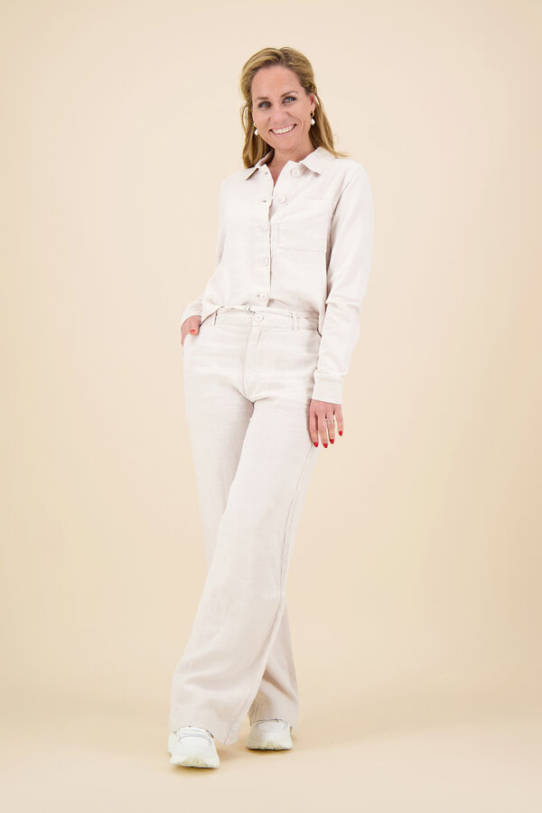 Anna Blue - Wide Pants - Sand Solid