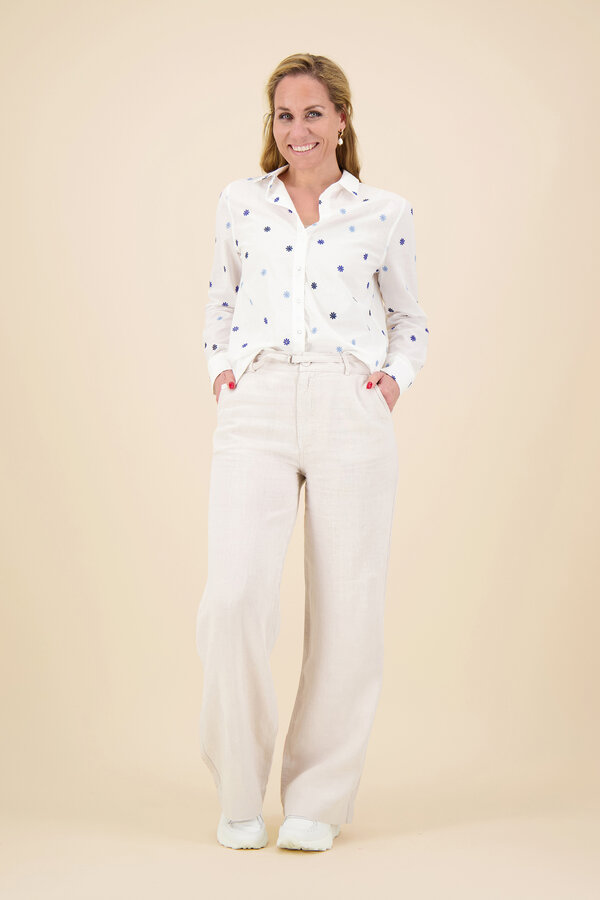 Anna Blue - Wide Pants - Sand Solid