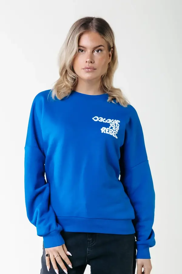Colourful Rebel - Logo Wave Sweater - Bold Blue
