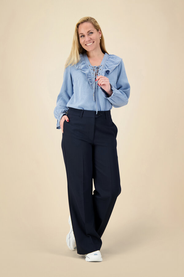 CoCouture - Frill Tie Blouse - Denim Blue