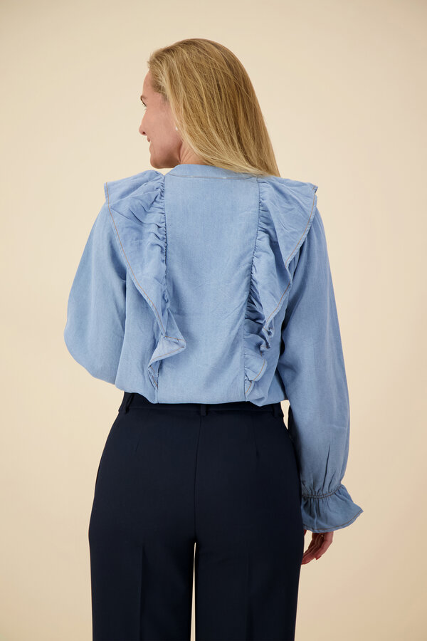 CoCouture - Frill Tie Blouse - Denim Blue