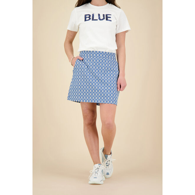 Anna Blue - Marlee Skirt - Light Denim Dessin