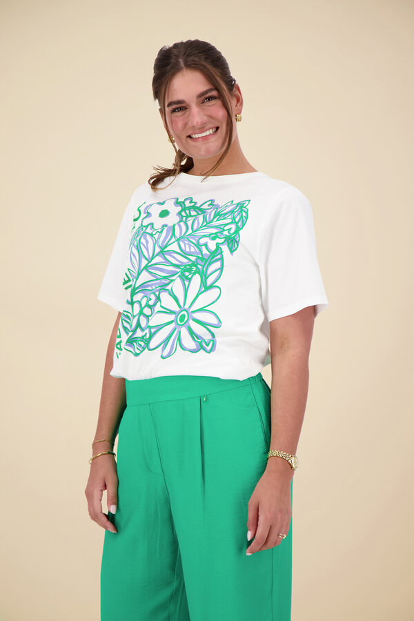 Fabienne Chapot - Fay Bloom T-Shirt - Cream White/Green
