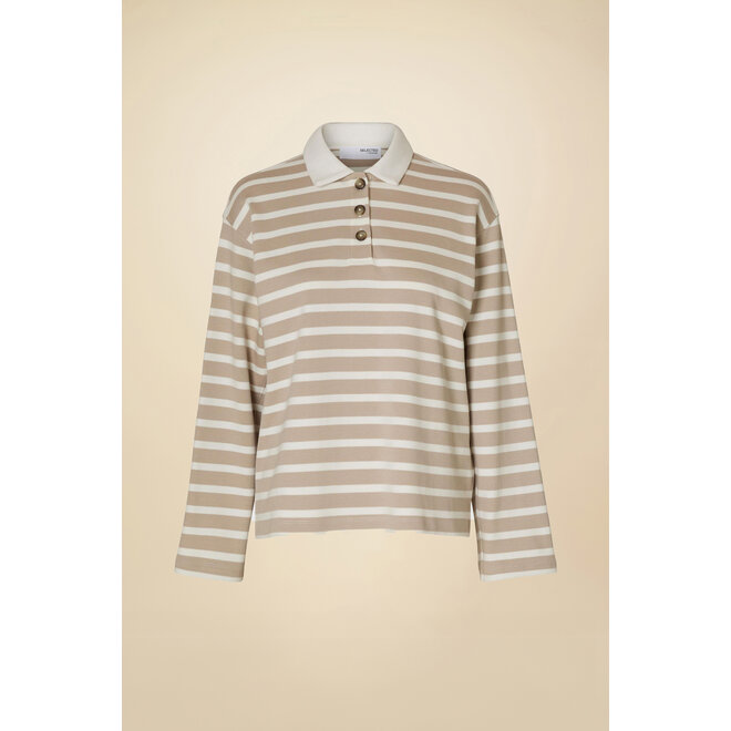 Wada Stripe Top - Island Fossil/Snow White