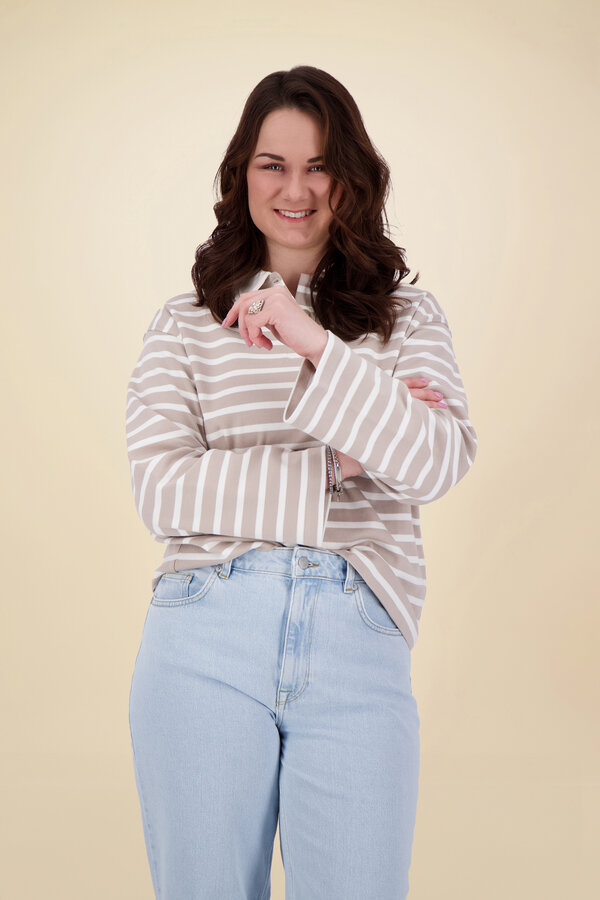 Wada Stripe Top - Island Fossil/Snow White