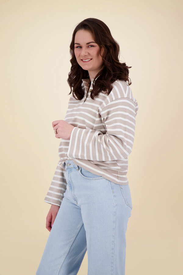 Wada Stripe Top - Island Fossil/Snow White