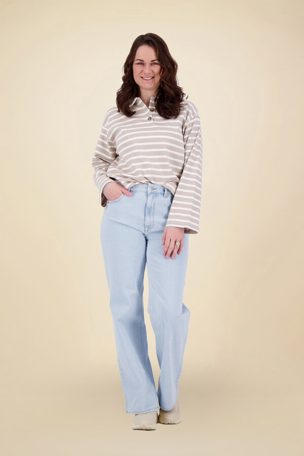 Wada Stripe Top - Island Fossil/Snow White