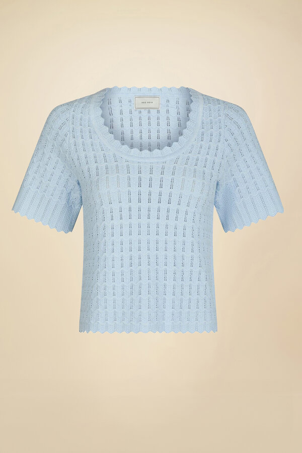 Meiko Solid Knit Blouse - Light Blue