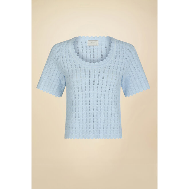 Meiko Solid Knit Blouse - Light Blue