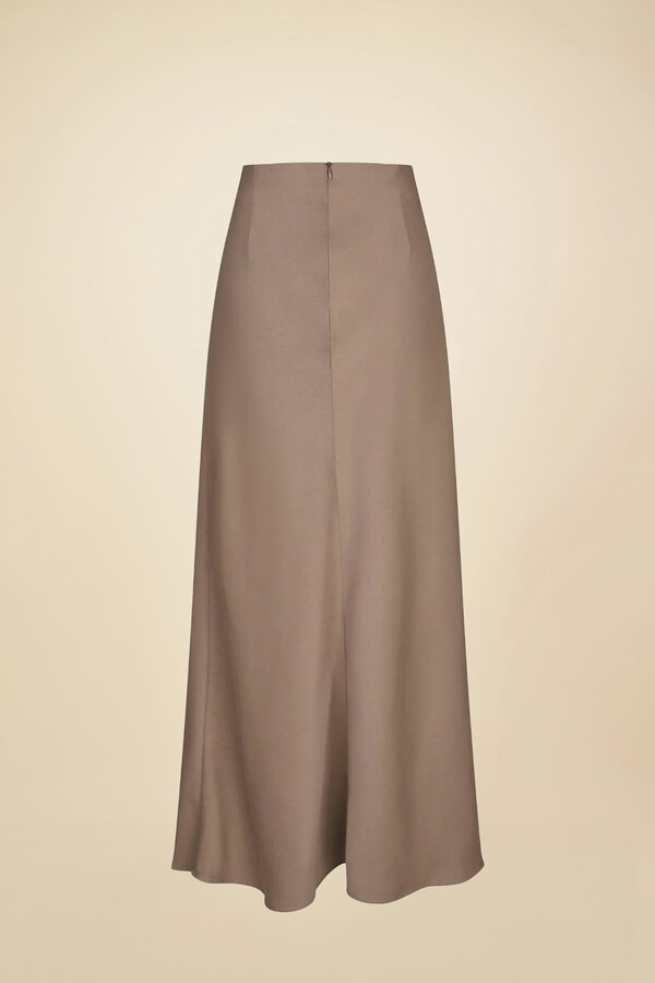 Kit Dull Sateen Skirt - Dark Taupe