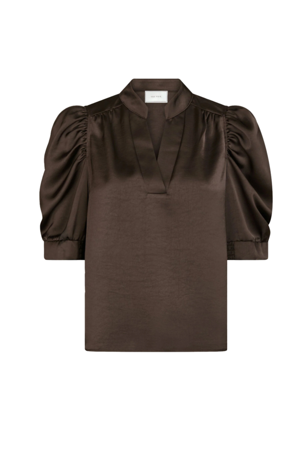 Roella Heavy Sateen Blouse - Dark Brown