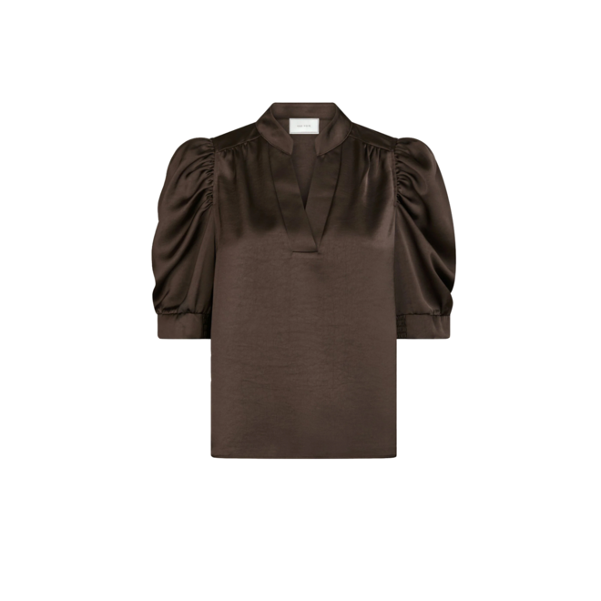 Roella Heavy Sateen Blouse - Dark Brown