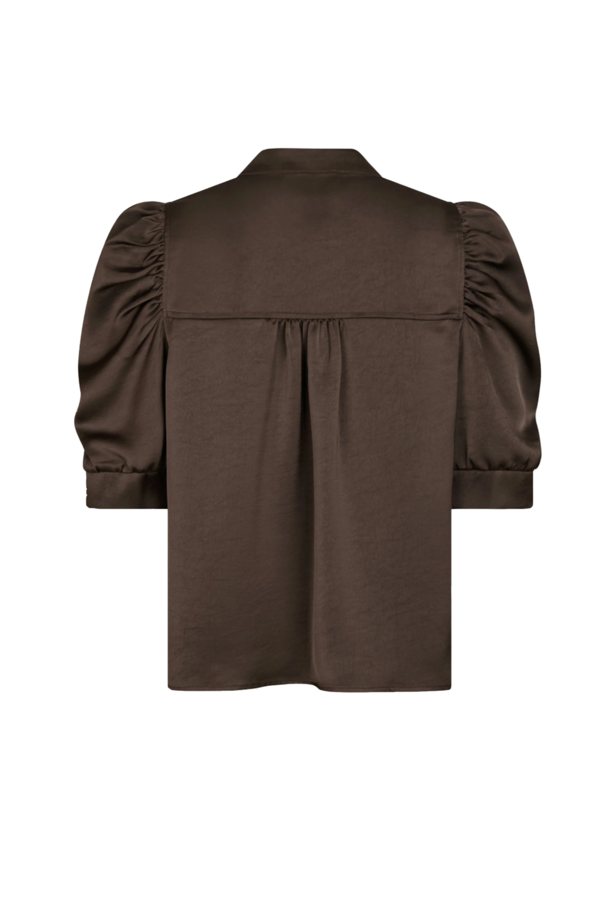 Roella Heavy Sateen Blouse - Dark Brown