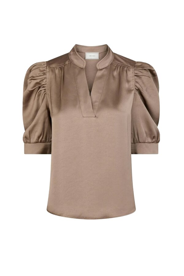Roella Heavy Sateen Blouse - Dark Taupe