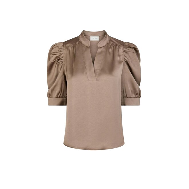 Roella Heavy Sateen Blouse - Dark Taupe