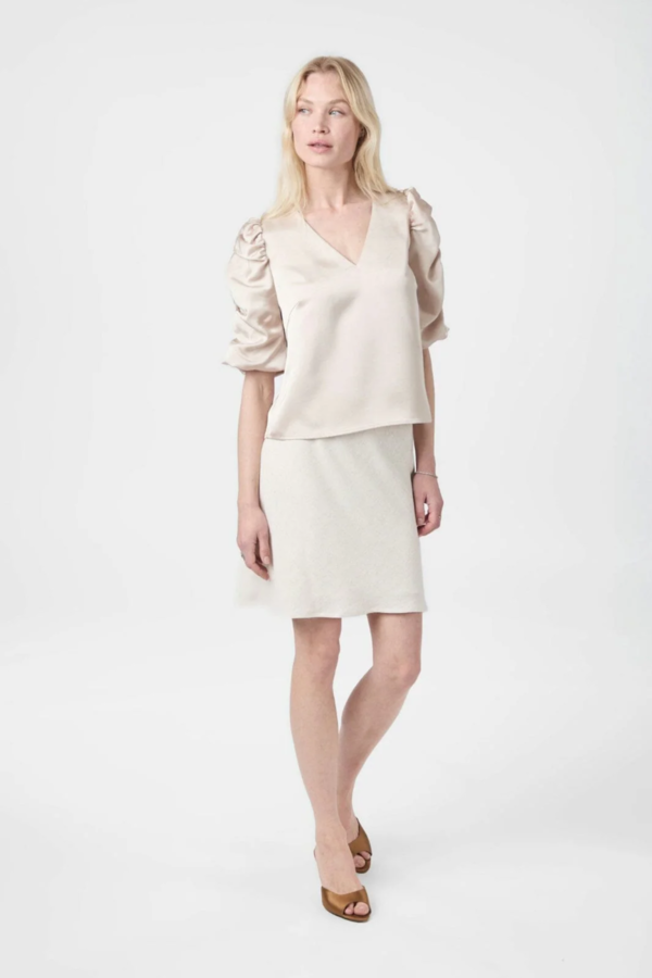 Elba Heavy Sateen Blouse - Champagne