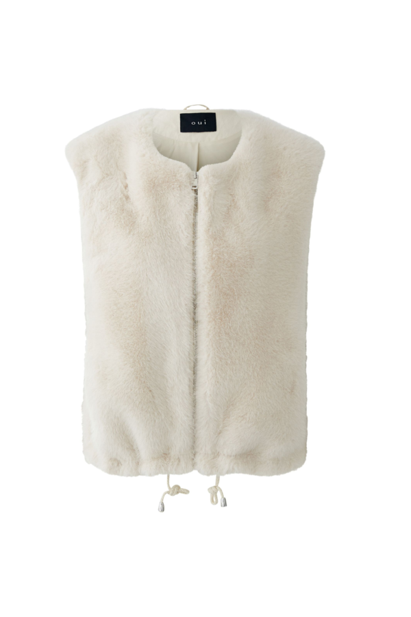 Faux Fur Gilet - Beige