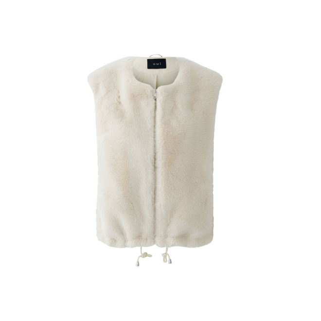 Faux Fur Gilet - Beige