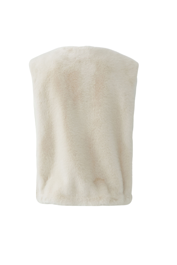 Faux Fur Gilet - Beige