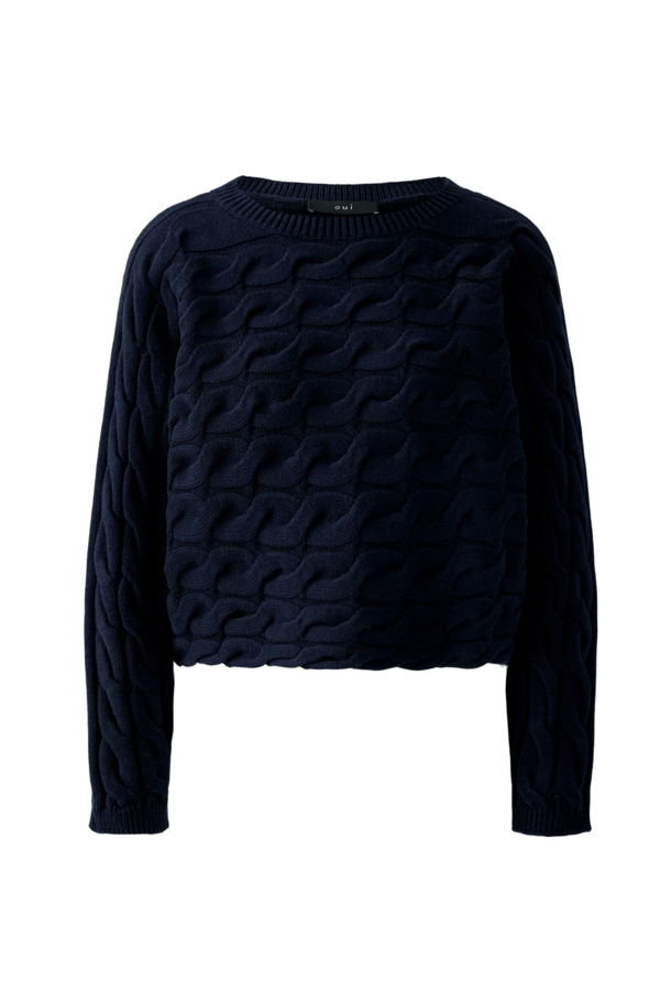 Cable Knit Sweater - Navy