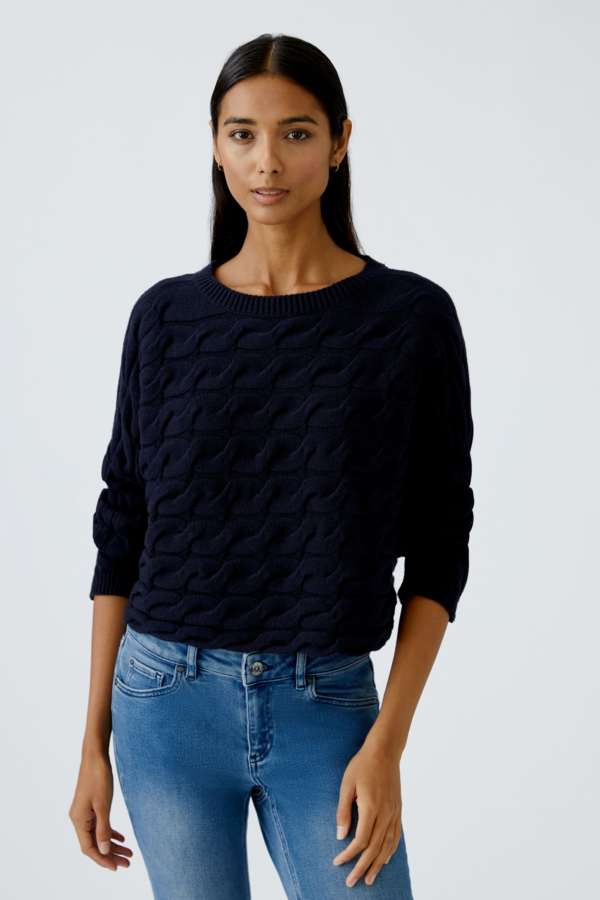 Cable Knit Sweater - Navy