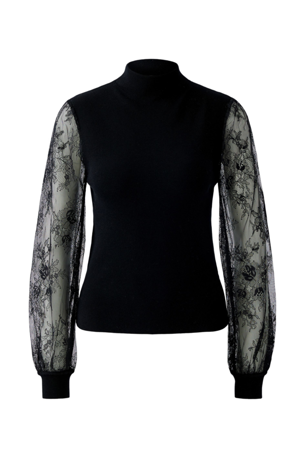 Broderie Sleeve Top - Black