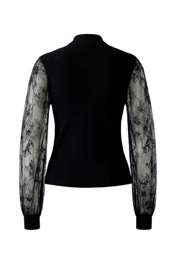 Broderie Sleeve Top - Black