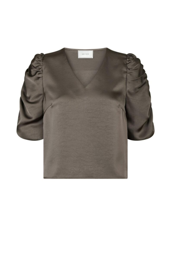 Elba Heavy Sateen Blouse - Warm Grey