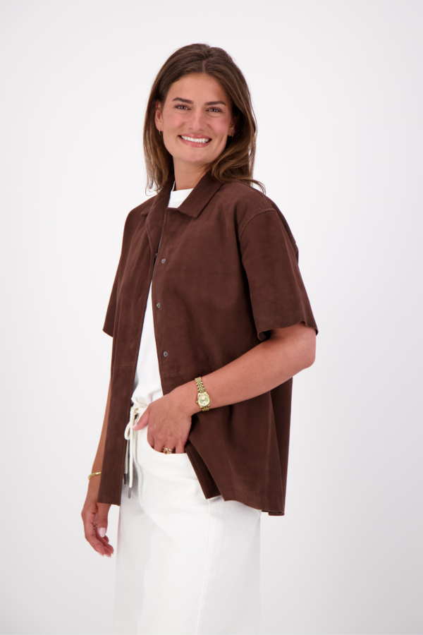 Sophie Suede 2/4 Shirt - Chestnut