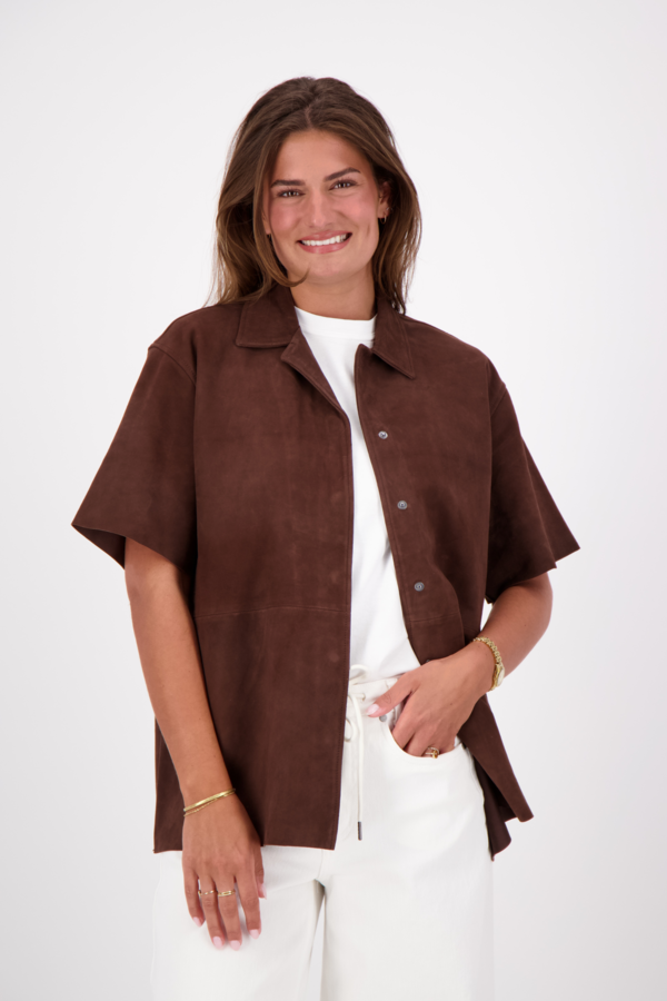 Sophie Suede 2/4 Shirt - Chestnut