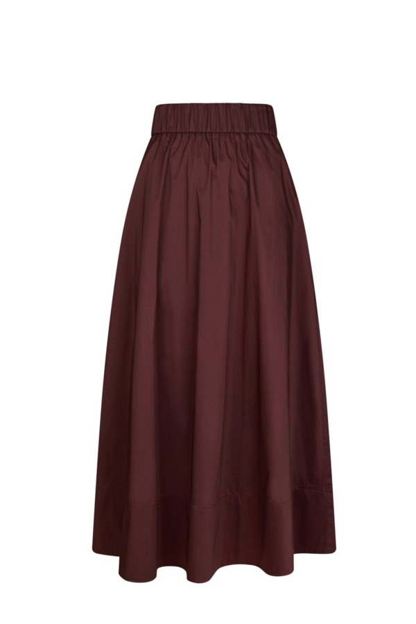 Yara Long Poplin Skirt - Burgundy