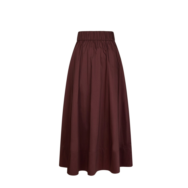 Yara Long Poplin Skirt - Burgundy