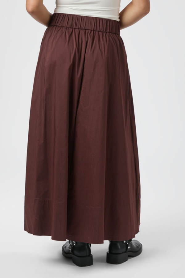 Yara Long Poplin Skirt - Burgundy