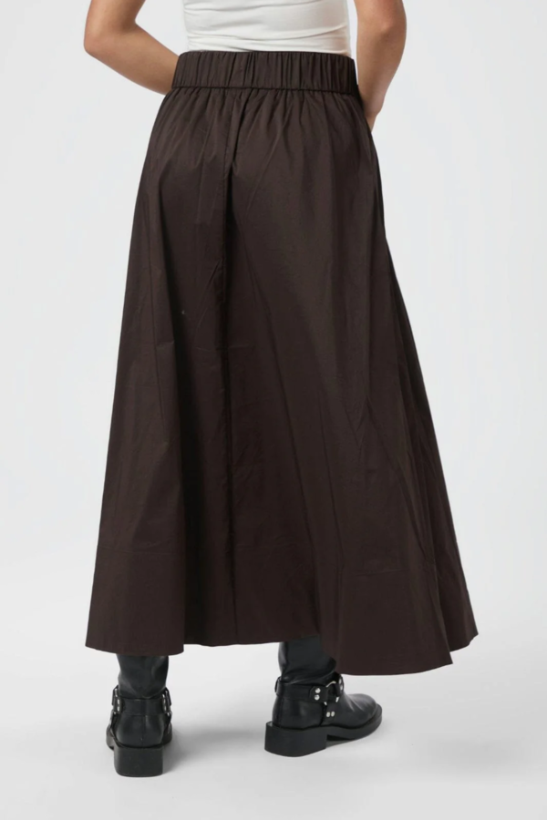 Yara Long Poplin Skirt - Chocolate Brown