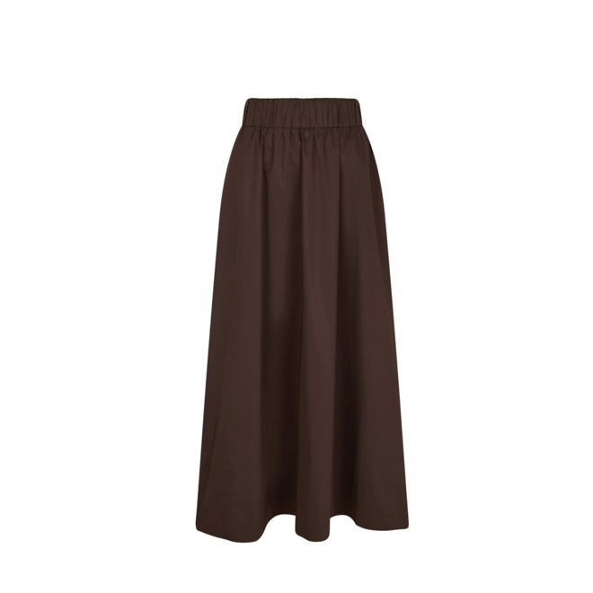 Yara Long Poplin Skirt - Chocolate Brown