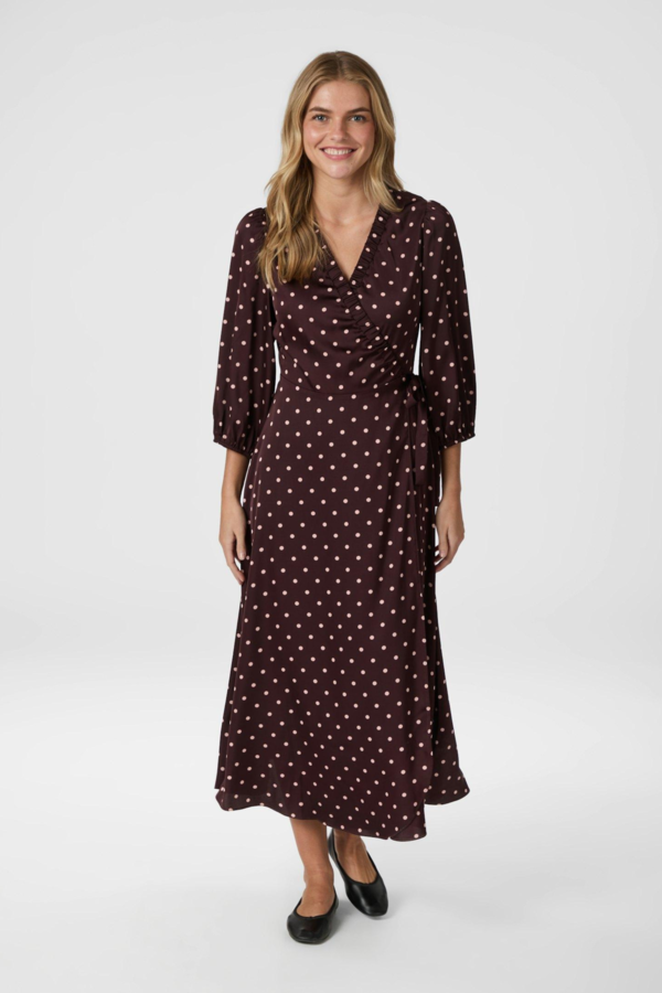 Malinga Dot Dress - Wine