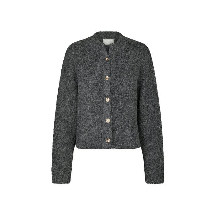 Taura Fluffy Knit Cardigan - Antracit