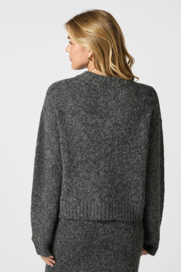 Taura Fluffy Knit Cardigan - Antracit