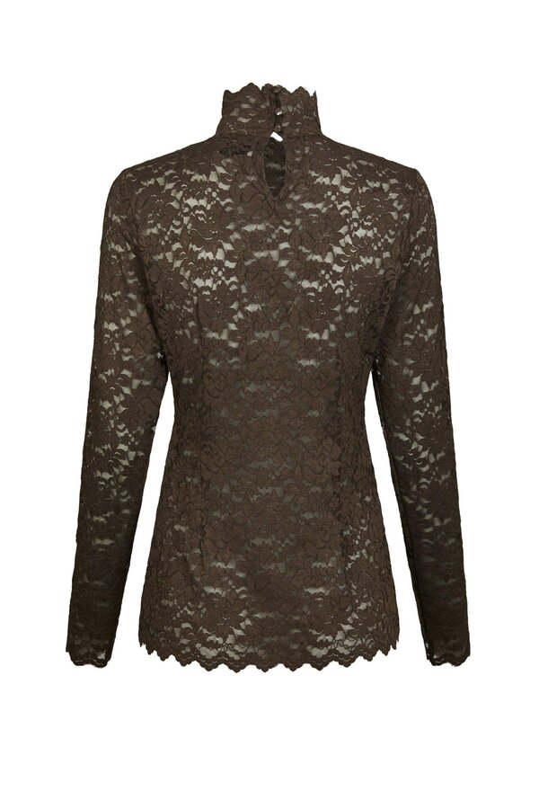 Liza Laceflower Blouse - Chocolate Brown