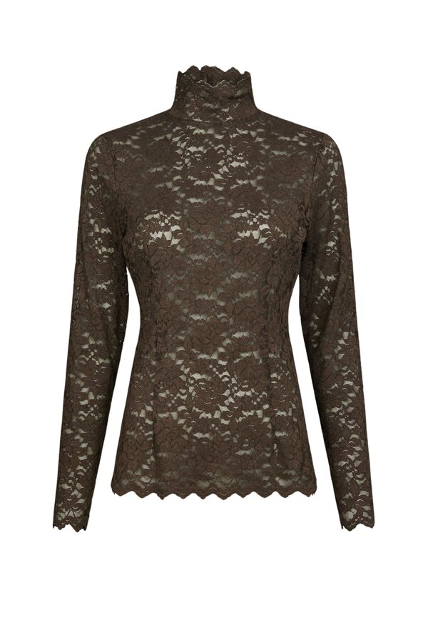 Liza Laceflower Blouse - Chocolate Brown