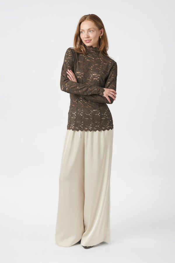 Liza Laceflower Blouse - Chocolate Brown