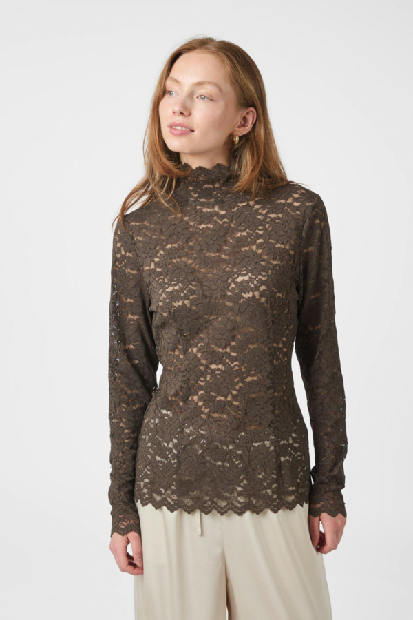 Liza Laceflower Blouse - Chocolate Brown