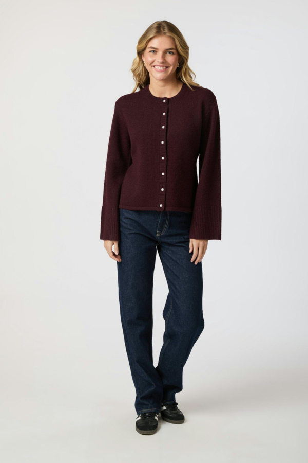 Mixie Knit Cardigan - Wine