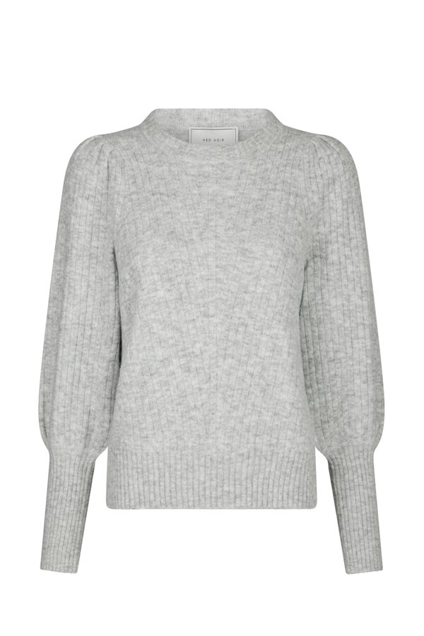 Kelsey Knit Blouse - Light Grey Melange