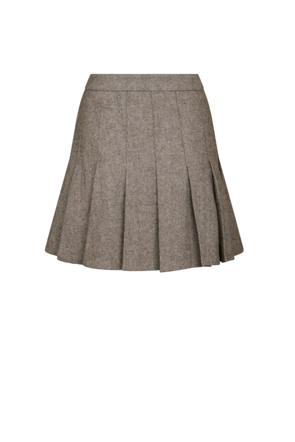 Laurina Herringbone Skirt - Dusty Brown