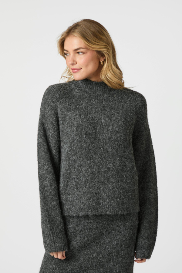 Paulina Fluffy Knit Blouse - Antracit